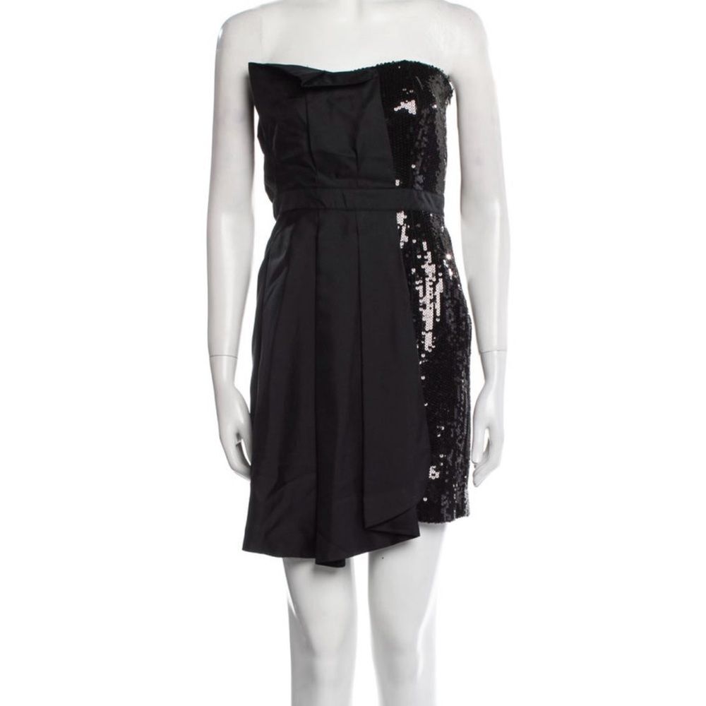 Love Moschino Vintage Black Strapless Silk Sequin Dress